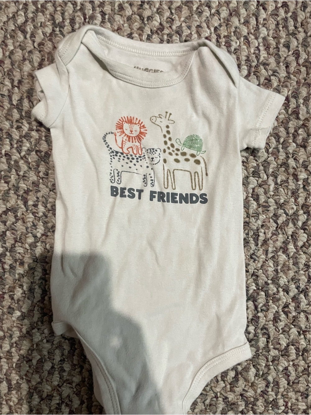 Rabbit Skins Cream 'Best Friends' Bodysuit with Orange, Green, Gray Accents
